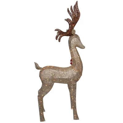 Northlight 74" LED Lighted Champagne Deer With Red Bow Outdoor Christmas Decoration 6 Northlight 74" LED Lighted Champagne Deer With Red Bow Outdoor Christmas Decoration - Image 4