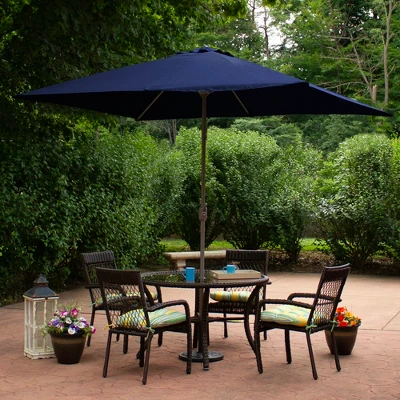 Northlight 10' X 6.5' Outdoor Patio Market Umbrella With Hand Crank - Blue 3 Northlight 10' X 6.5' Outdoor Patio Market Umbrella With Hand Crank - Blue
