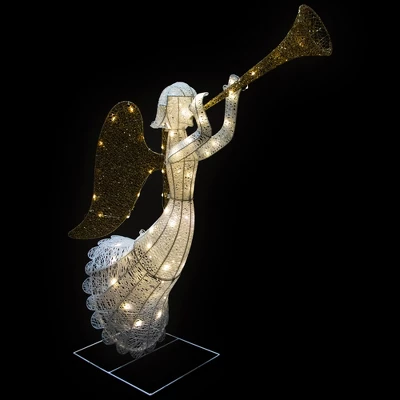 Northlight Lighted Glittered Trumpeting Angel Outdoor Christmas Decoration - 48" - Clear Lights 9 Northlight Lighted Glittered Trumpeting Angel Outdoor Christmas Decoration - 48" - Clear Lights - Image 7