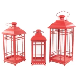 Northlight Set Of 3 Red Mission Style Candle Lanterns 19.5" -Northlight GUEST 65c6ccf2 3893 49e5 8bea bb56d3bdff05