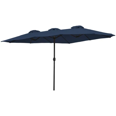 Northlight 15' Outdoor Patio Market Umbrella With Hand Crank, Navy Blue 4 Northlight 15' Outdoor Patio Market Umbrella With Hand Crank, Navy Blue - Image 2