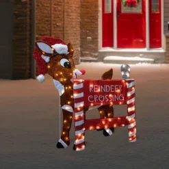 Northlight 36" LED Lighted Rudolph Reindeer Crossing Outdoor Christmas Sign Decoration