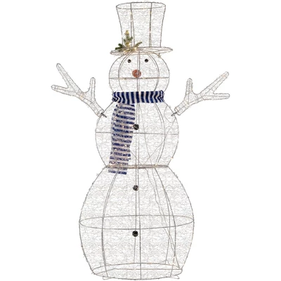 Northlight 48" LED Lighted Silver Mesh Snowman Outdoor Twinkling Christmas Decoration 9 Northlight 48" LED Lighted Silver Mesh Snowman Outdoor Twinkling Christmas Decoration - Image 7