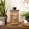 Northlight Rectangular Rattan Glass Candle Lantern With Jute Handle - 15.5" -Northlight GUEST 6b3d52e1 f228 47e6 868f 75d508ee71ae