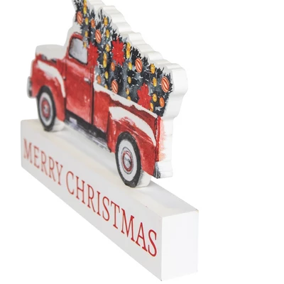Northlight Pickup Truck Merry Christmas Wooden Decoration - 9" 6 Northlight Pickup Truck Merry Christmas Wooden Decoration - 9" - Image 4