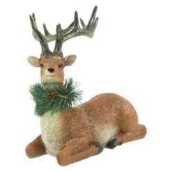 Northlight Glittered Sitting Deer With Pine Neck Wreath Christmas Decoration - 10" -Northlight GUEST 6e78633a b1cd 47bd 9ee1 2d04972ca068