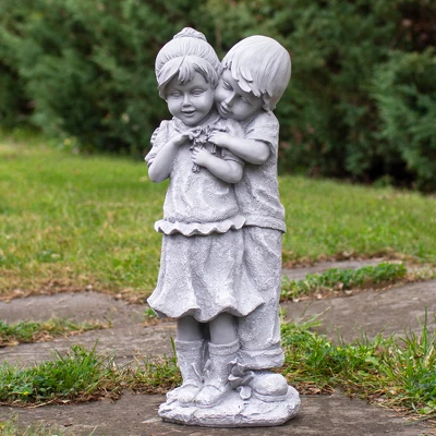 Northlight 19.5" Gray Boy Hugging Girl Outdoor Garden Statue 3 Northlight 19.5" Gray Boy Hugging Girl Outdoor Garden Statue