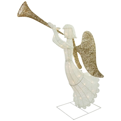 Northlight Lighted Glittered Trumpeting Angel Outdoor Christmas Decoration - 48" - Clear Lights 6 Northlight Lighted Glittered Trumpeting Angel Outdoor Christmas Decoration - 48" - Clear Lights - Image 4