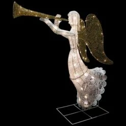 Northlight 48" LED Lighted Gold And Silver Trumpeting Angel Outdoor Christmas Outdoor Decoration -Northlight GUEST 721a4fec 8ad1 4e16 8c35 346b8921d50a