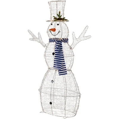 Northlight 48" LED Lighted Silver Mesh Snowman Outdoor Twinkling Christmas Decoration 5 Northlight 48" LED Lighted Silver Mesh Snowman Outdoor Twinkling Christmas Decoration - Image 3