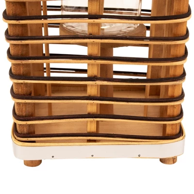 Northlight Rectangular Rattan Glass Candle Lantern With Jute Handle - 15.5" 9 Northlight Rectangular Rattan Glass Candle Lantern With Jute Handle - 15.5" - Image 7