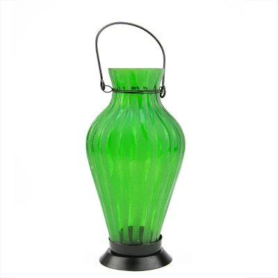 Northlight 9.5" Frosted Green Ribbed Vase Glass Bottle Tea Light Candle Lantern Decoration 3 Northlight 9.5" Frosted Green Ribbed Vase Glass Bottle Tea Light Candle Lantern Decoration