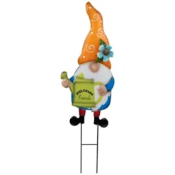 Northlight Welcome Friends Gnome Spring Outdoor Garden Stake - 22" - Orange -Northlight GUEST 7adcd930 3f86 4eab a974 9de612efe6f7