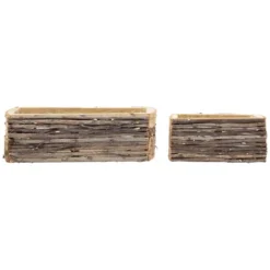 Northlight Wooden Log And Twig Flower Box Planters - 11.75" - Set Of 2 -Northlight GUEST 7c86b295 ea51 4060 92d5 e5d881417397