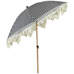 Northlight Striped Outdoor Macrame Boho Beach Market Umbrella With Tilt- 6.5' - Black And White 13 Northlight Striped Outdoor Macrame Boho Beach Market Umbrella With Tilt- 6.5' - Black And White -Northlight GUEST 7cb2b30e 9de7 4003 965e f6c99c7fd3e9