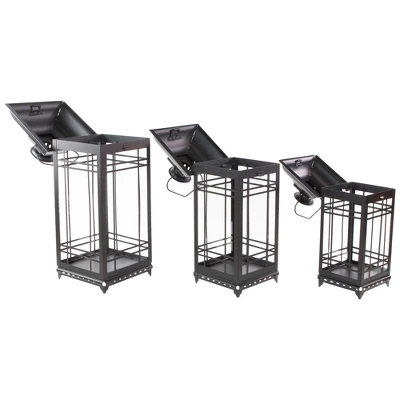 Northlight Set Of 3 Distressed Black Mission Style Candle Lanterns 19.5" 5 Northlight Set Of 3 Distressed Black Mission Style Candle Lanterns 19.5" - Image 3