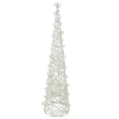 Northlight LED Lighted Glittered Cone Tree Christmas Decorations - 39.25" - White - Set Of 3 6 Northlight LED Lighted Glittered Cone Tree Christmas Decorations - 39.25" - White - Set Of 3 - Image 4