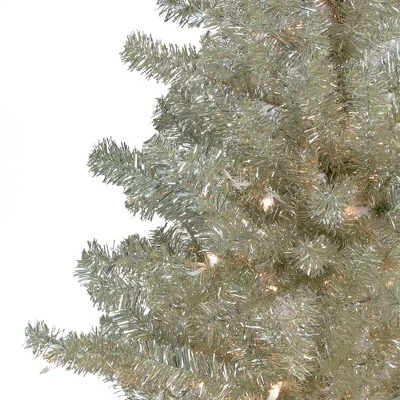 Northlight 7' Prelit Artificial Christmas Tree Metallic Sheer Champagne Tinsel - Clear Lights 4 Northlight 7' Prelit Artificial Christmas Tree Metallic Sheer Champagne Tinsel - Clear Lights - Image 2