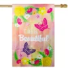 Northlight Life Is Beautiful Pink Floral Outdoor House Flag 28" X 40" -Northlight GUEST 8306b782 bc98 4b11 9e02 a661f1f9064c