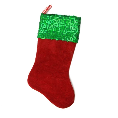 Northlight 19" Red And Green Chevron Sequin Christmas Stocking 4 Northlight 19" Red And Green Chevron Sequin Christmas Stocking - Image 2