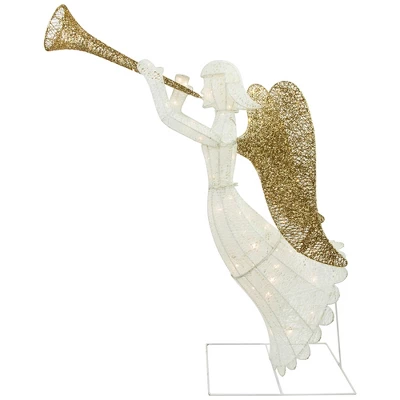 Northlight Lighted Glittered Trumpeting Angel Outdoor Christmas Decoration - 48" - Clear Lights 7 Northlight Lighted Glittered Trumpeting Angel Outdoor Christmas Decoration - 48" - Clear Lights - Image 5