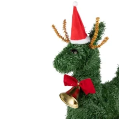 Northlight Reindeer With Santa Hat, Bell And Bow Artificial Pine Christmas Decoration - 16" -Northlight GUEST 8adc2664 d145 4a58 8573 e0ac84488d3b