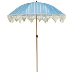 Northlight Striped Outdoor Macrame Boho Beach Market Umbrella With Tilt - 6.5' - Sky Blue And White 19 Northlight Striped Outdoor Macrame Boho Beach Market Umbrella With Tilt - 6.5' - Sky Blue And White -Northlight GUEST 8b00f355 e059 40cd a6d3 3cd0004be6c5