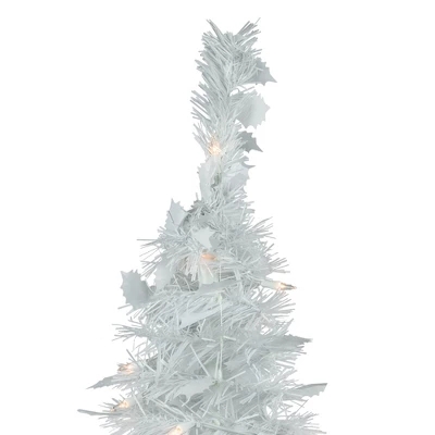 Northlight 6' Pre-Lit White Tinsel Pop-Up Artificial Christmas Tree, Clear Lights 4 Northlight 6' Pre-Lit White Tinsel Pop-Up Artificial Christmas Tree, Clear Lights - Image 2