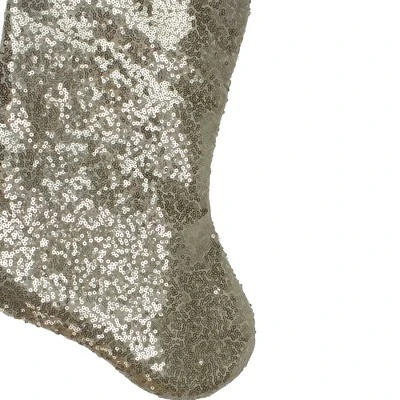 Northlight 22" Golden Metallic Sequined Christmas Stocking With Satin Cuff 5 Northlight 22" Golden Metallic Sequined Christmas Stocking With Satin Cuff - Image 3