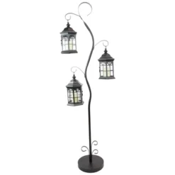 Northlight 71.5" Distressed Black Scroll Candle Lantern Tree