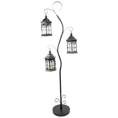 Northlight 71.5" Distressed Black Scroll Candle Lantern Tree 3 Northlight 71.5" Distressed Black Scroll Candle Lantern Tree