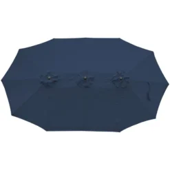 Northlight 15' Outdoor Patio Market Umbrella With Hand Crank, Navy Blue