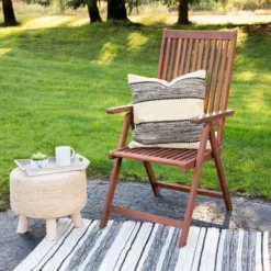 Northlight 20" Black And Cream Textured Block Handloom Woven Outdoor Square Throw Pillow