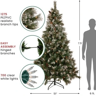 Northlight Real Touch™️ Pre-lit Snow Valley Pine Artificial Christmas Tree - 7.5' - Clear Lights 8 Northlight Real Touch™️ Pre-lit Snow Valley Pine Artificial Christmas Tree - 7.5' - Clear Lights - Image 6