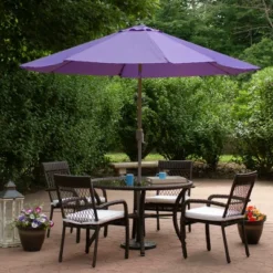 Northlight 9ft Outdoor Patio Market Umbrella With Hand Crank And Tilt - Purple