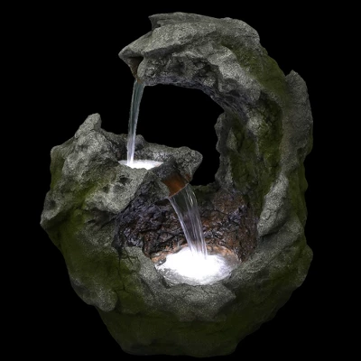 Northlight 32" Lighted Rock Waterfall Outdoor Garden Water Fountain 3 Northlight 32" Lighted Rock Waterfall Outdoor Garden Water Fountain - Image 2