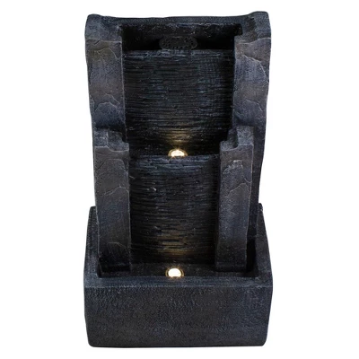 Northlight 23.5" Black And Gray Modern Lighted Three-tier Outdoor Garden Water Fountain 4 Northlight 23.5" Black And Gray Modern Lighted Three-tier Outdoor Garden Water Fountain - Image 2