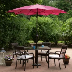 Northlight 8.85ft Outdoor Patio Lotus Umbrella With Hand Crank, Pink