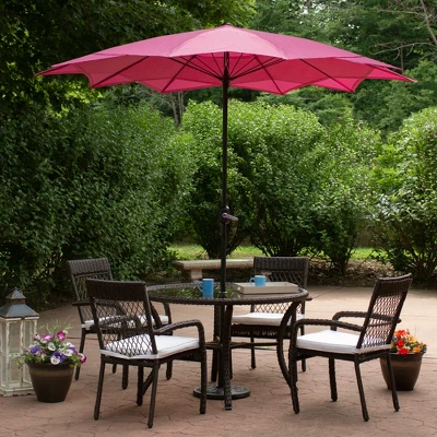 Northlight 8.85ft Outdoor Patio Lotus Umbrella With Hand Crank, Pink 3 Northlight 8.85ft Outdoor Patio Lotus Umbrella With Hand Crank, Pink