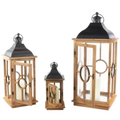 Northlight Set Of 3 Natural Wood Candle Lanterns With Black Metal Tops 26.5" 8 Northlight Set Of 3 Natural Wood Candle Lanterns With Black Metal Tops 26.5" -Northlight GUEST 959aac78 28ae 41d3 98df d5055ea147f9
