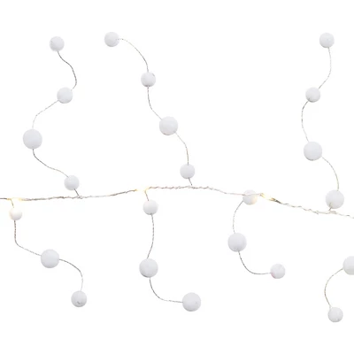 Northlight LED Lighted B/O Pom Pom Garland Christmas Lights - Warm White - 4.25' Clear Wire - 10ct 5 Northlight LED Lighted B/O Pom Pom Garland Christmas Lights - Warm White - 4.25' Clear Wire - 10ct - Image 3