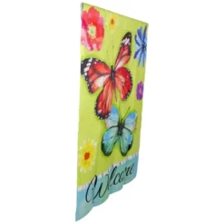 Northlight Welcome Butterflies Green Outdoor House Flag 28" X 40" -Northlight GUEST 9a830454 050b 4ced ad8f 05ba2cd5a355