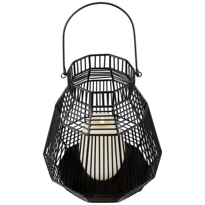 Northlight Large Geometric Iron Hurricane Candle Lantern - 11.25" - Black 5 Northlight Large Geometric Iron Hurricane Candle Lantern - 11.25" - Black - Image 3
