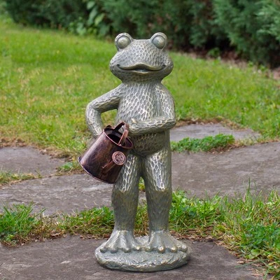 Northlight 17" Gold Verdigris Frog With Watering Can Outdoor Garden Statue 3 Northlight 17" Gold Verdigris Frog With Watering Can Outdoor Garden Statue