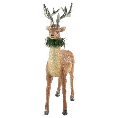 Northlight Standing Glittered Reindeer With Pine Neck Wreath Christmas Decoration - 15.5" 4 Northlight Standing Glittered Reindeer With Pine Neck Wreath Christmas Decoration - 15.5" - Image 2