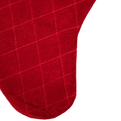 Northlight 19" Quilted Red Velvet HO! HO! HO! Embroidered Christmas Stocking 6 Northlight 19" Quilted Red Velvet HO! HO! HO! Embroidered Christmas Stocking - Image 4