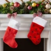 Northlight Traditional Christmas Stocking With Black Paw Prints - 14"- Red And White -Northlight GUEST aa1ca766 d8ba 4f10 a5bb 9476cf52b50b