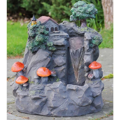 Northlight 24.5" Solar LED Lighted Mushrooms By Waterfall Outdoor Patio Garden Water Fountain 5 Northlight 24.5" Solar LED Lighted Mushrooms By Waterfall Outdoor Patio Garden Water Fountain - Image 3