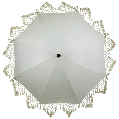 Northlight Outdoor Macrame Boho Beach Market Umbrella With Tilt - 6.5' - Cream 6 Northlight Outdoor Macrame Boho Beach Market Umbrella With Tilt - 6.5' - Cream - Image 4