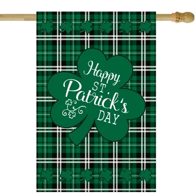 Northlight Happy St. Patrick's Day Plaid Outdoor House Flag 28" X 40" 3 Northlight Happy St. Patrick's Day Plaid Outdoor House Flag 28" X 40"